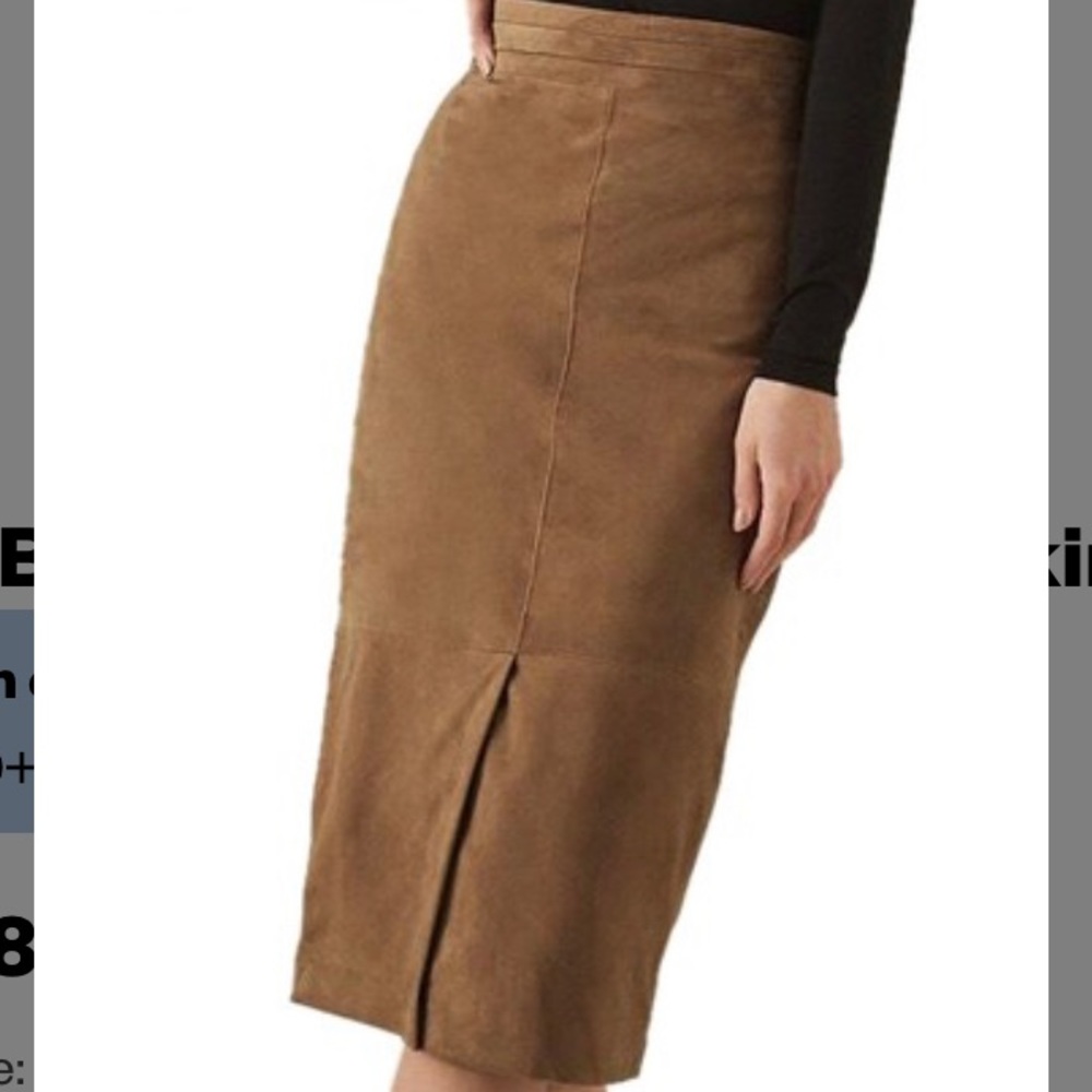 Reiss Suede Midi Skirt